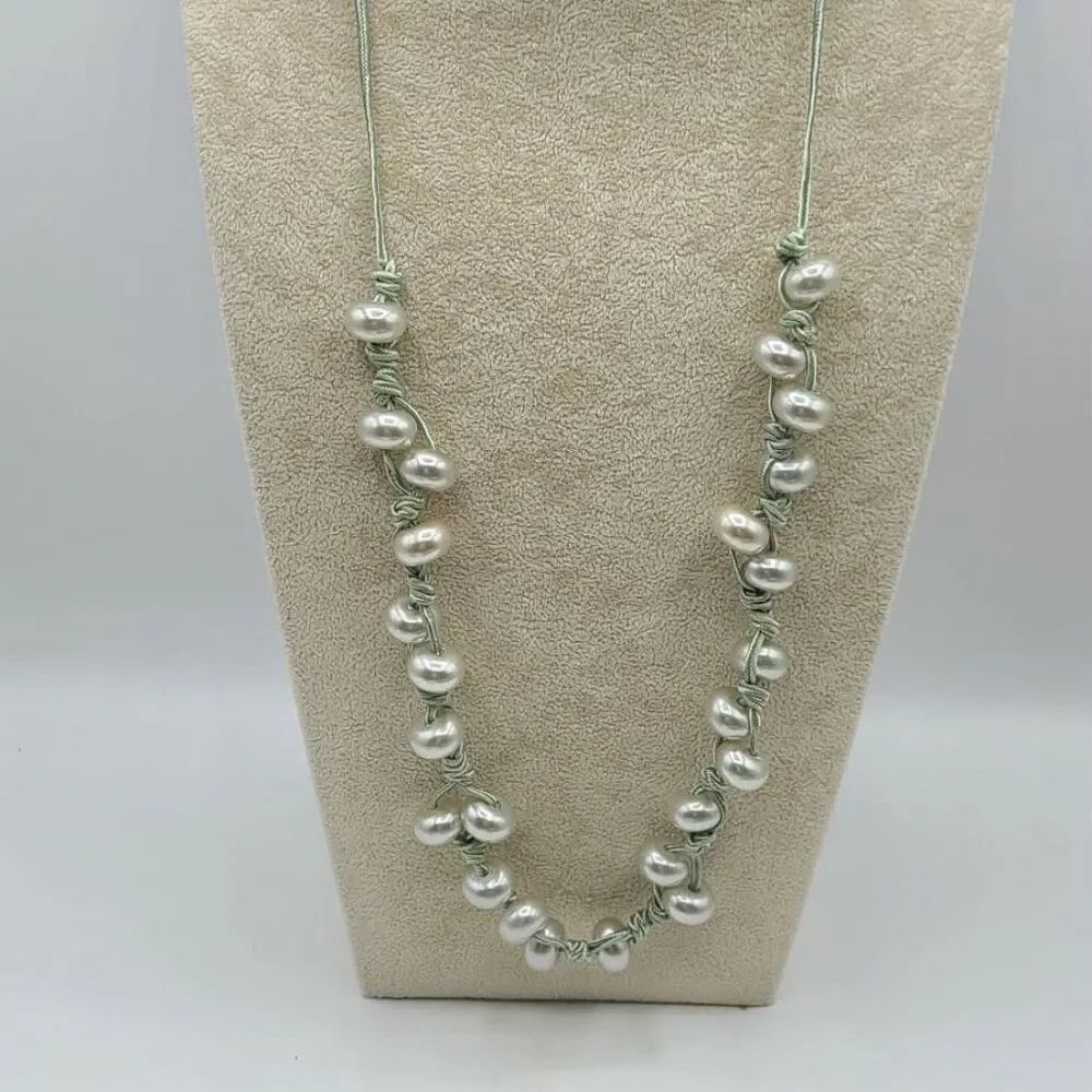 J Crew Gray Pearl Knotted in a Black cord NWT!